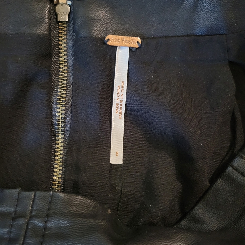 Free People  Black Faux Leather Mini Skirt - Picture 4 of 5